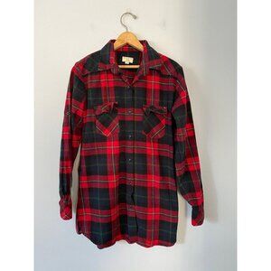 Matchstick Women M Red Plaid Flannel Button-Up Shirt Gorpcore Grunge